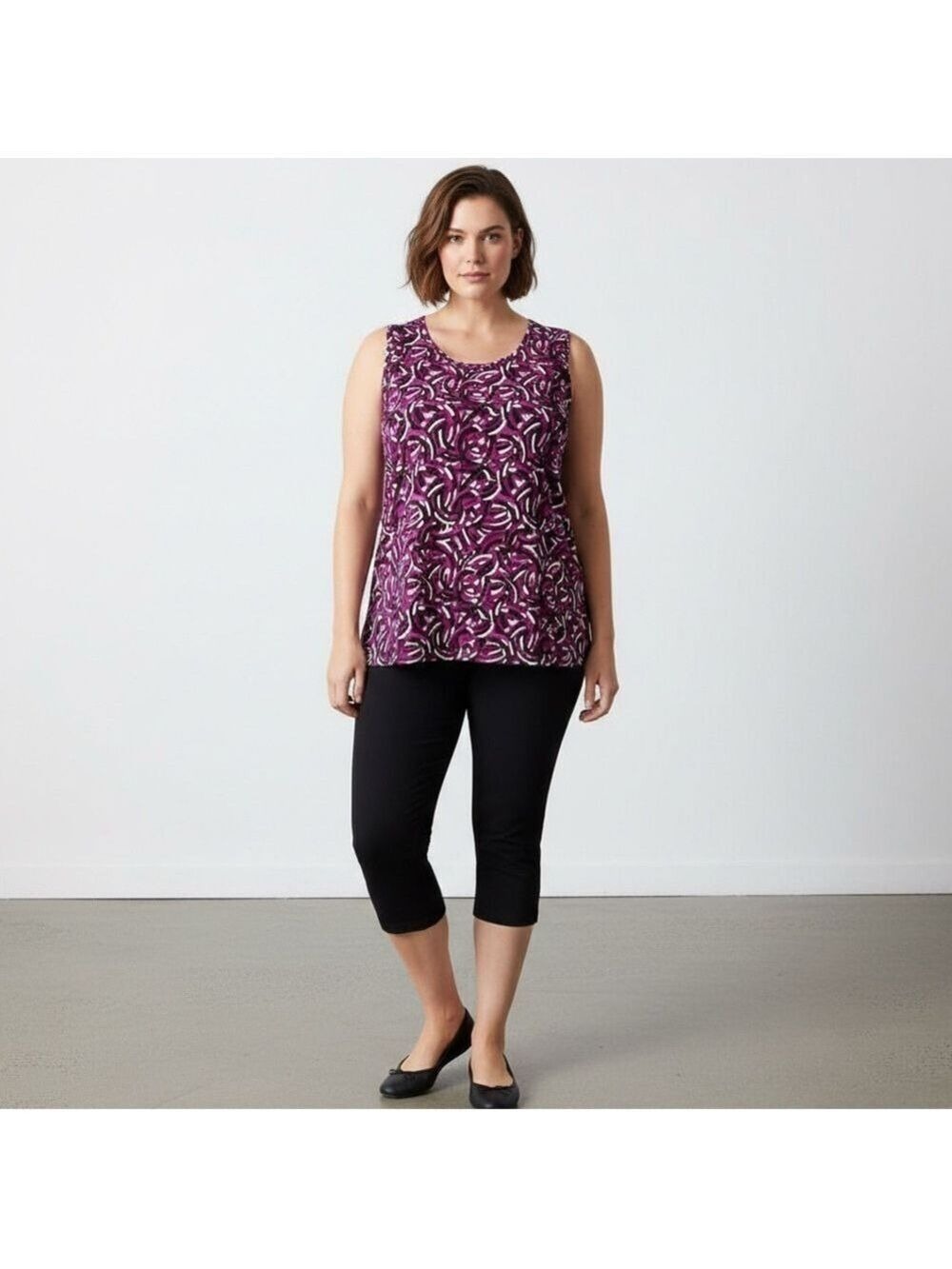 JMS EasyDressing Women’s 2X Sleeveless Geometric Print Blouse